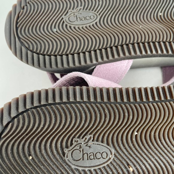 Chaco Sz 10 Rose Gladiator Sandals Leather Double Buckle Lavender Purple Comfy - Picture 8 of 8